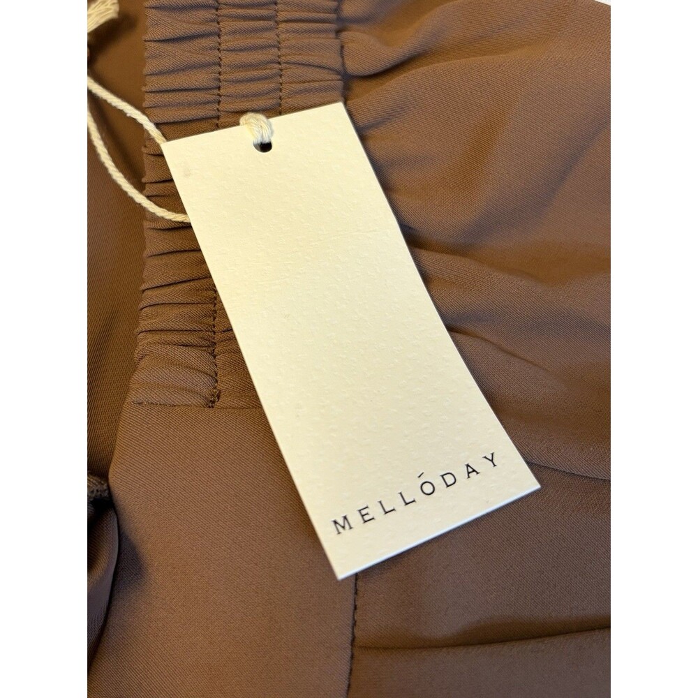 MELLODAY Brown High Rise Front Pleat Shorts Medium 7.5" Inseam Dressy Flowy NEW - Picture 6 of 11